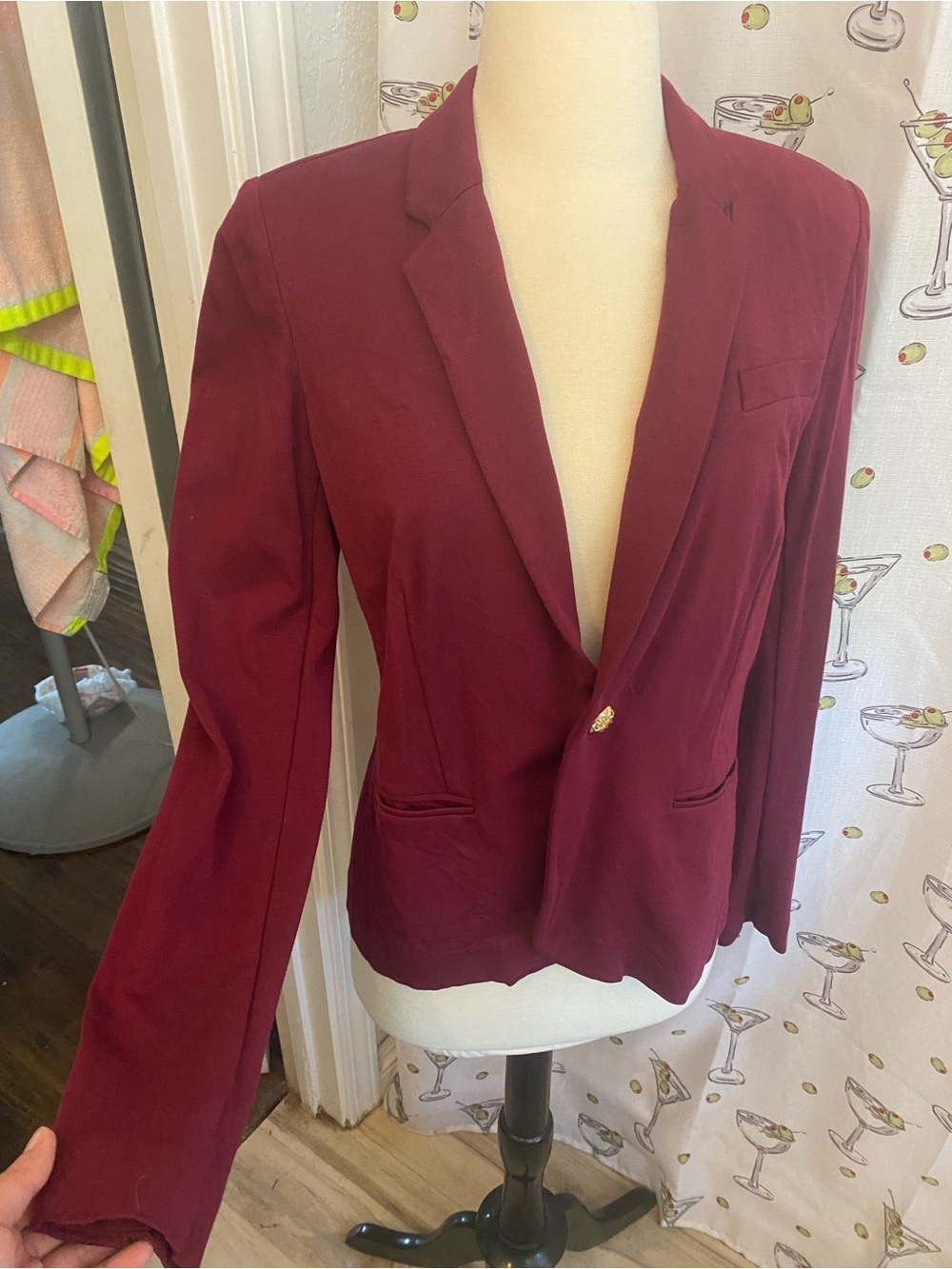 Juicy Couture Women's Burgundy Single-Button Blazer